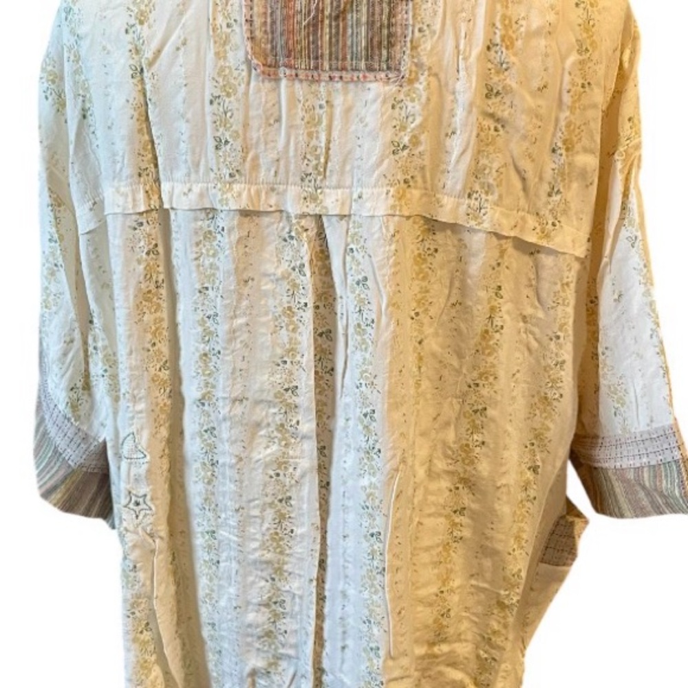 POL Printed Button Down Patchwork Short Sleeve Sh… - image 8